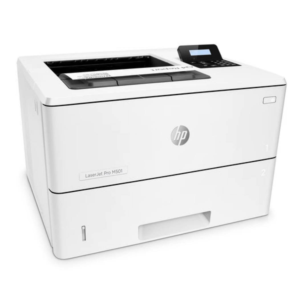 HP LaserJet Pro M501dn Monochrome Printer · Print Resolution: 4800 x 600 dpi · Maximum Print Size: 8.5 x 14" · Minimum Print Size: 3 x 5" · Print Speed: 45 ppm ( ...
